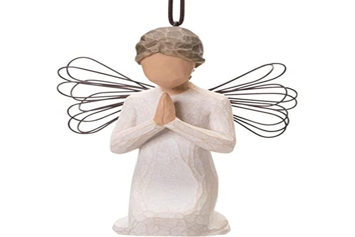 Willow Tree Angel of Prayer Ornament, Sculpted Hand-Painted Figure - Image 4