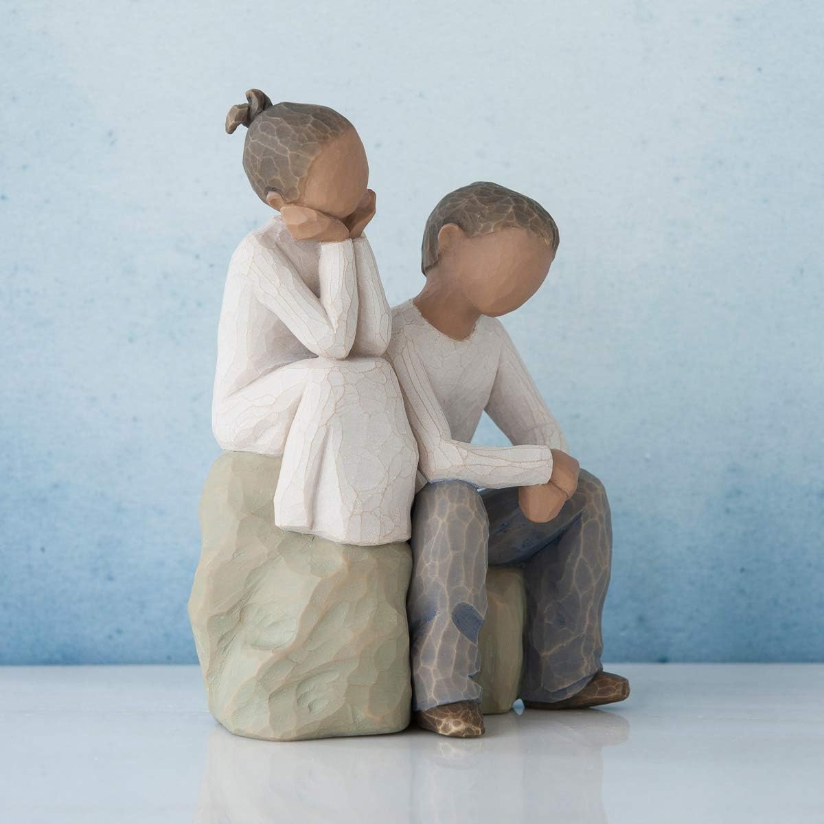 Willow Tree Brother and Sister (Darker Skin Tone & Hair Color), Sculpted Hand-Painted Figure - Image 5