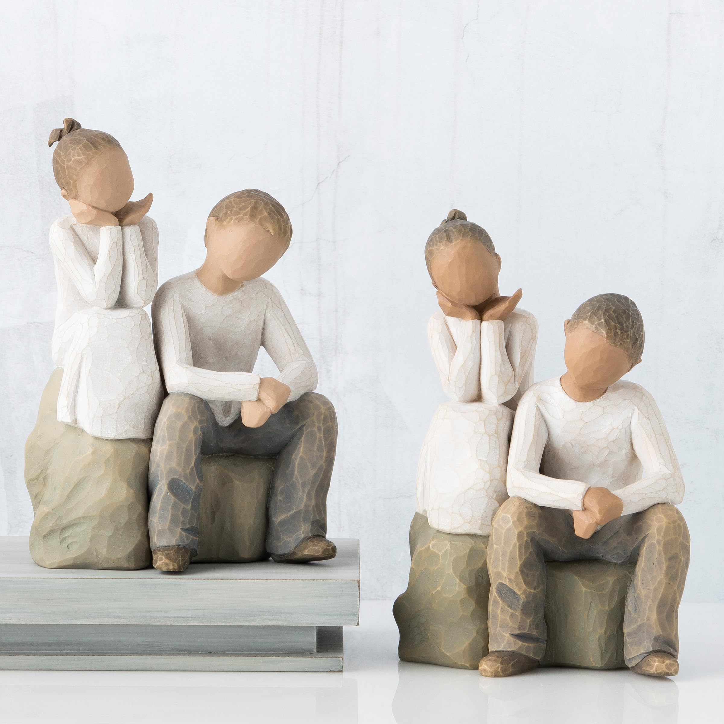 Willow Tree Brother and Sister (Darker Skin Tone & Hair Color), Sculpted Hand-Painted Figure - Image 6