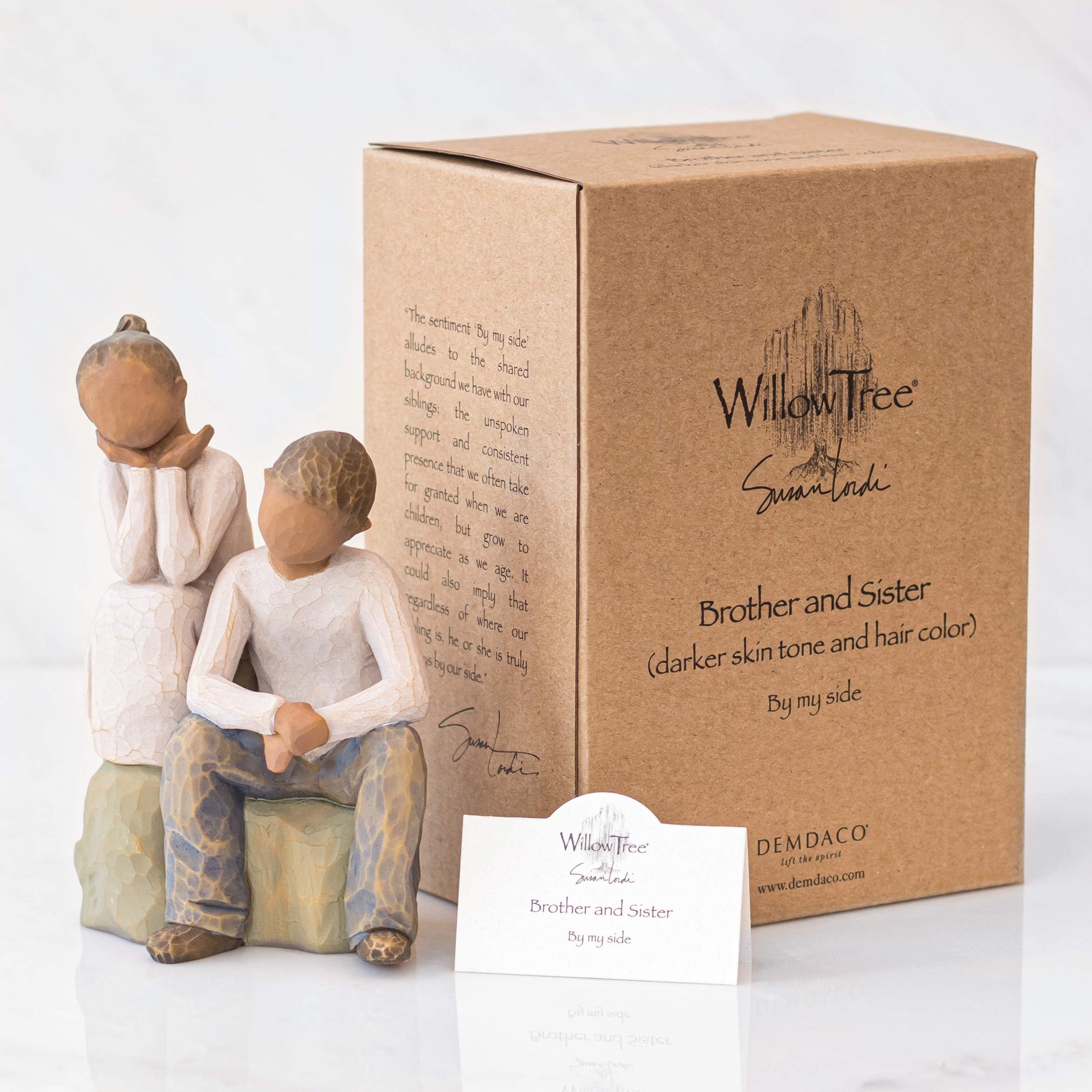 Willow Tree Brother and Sister (Darker Skin Tone & Hair Color), Sculpted Hand-Painted Figure - Image 7