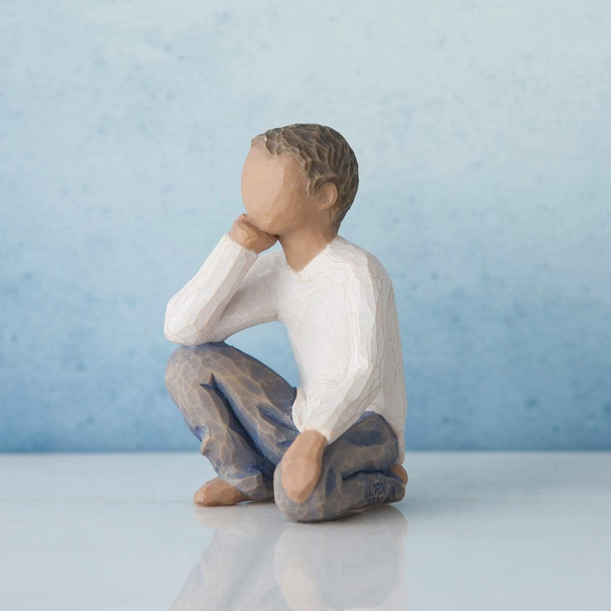 Willow Tree Inquisitive Child (Darker Skin Tone & Hair Color), Sculpted Hand-Painted Figure - Image 3