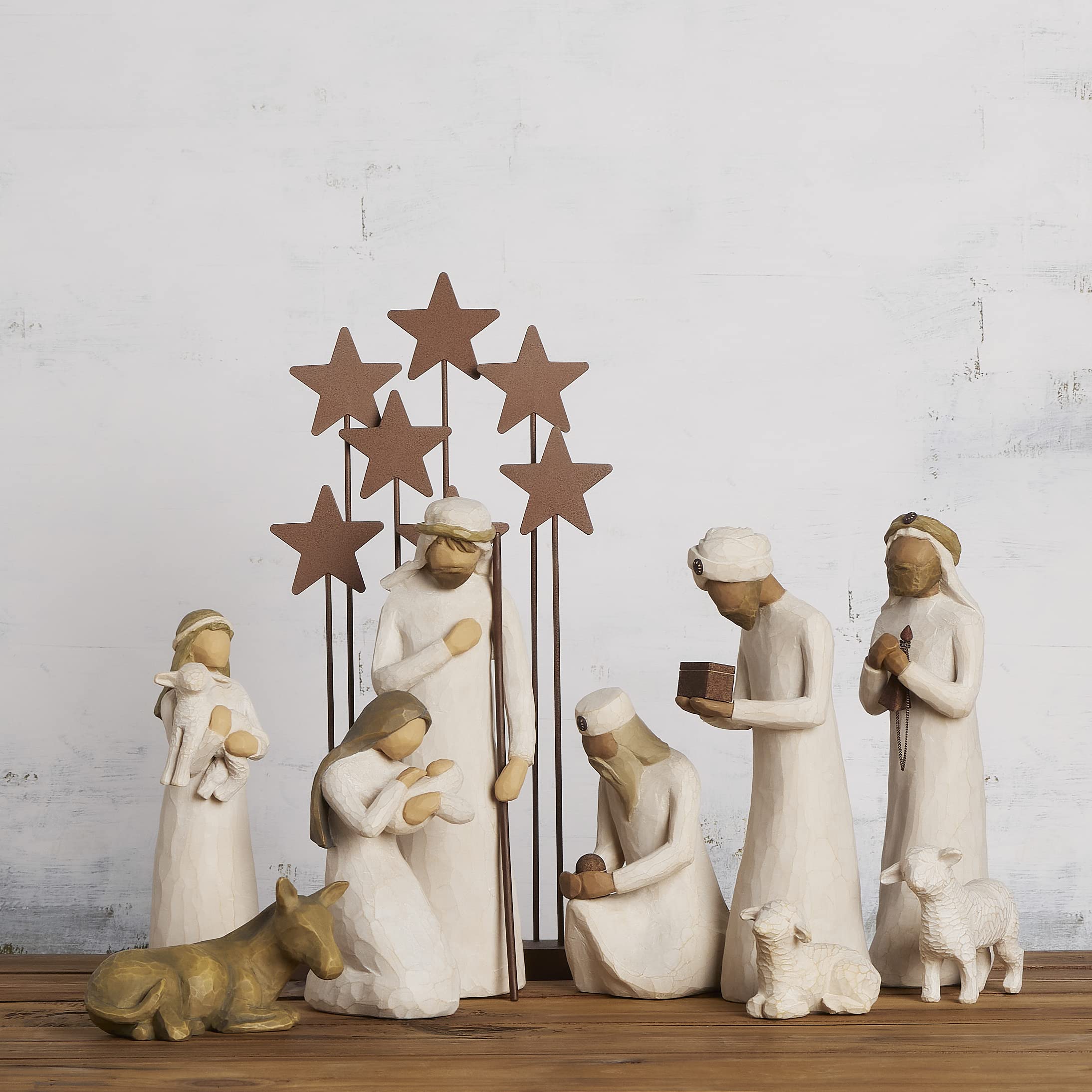 Willow Tree Nativity Starter Figures with The Three Wisemen Plus Metal Stars, 10-Piece Set - Image 6