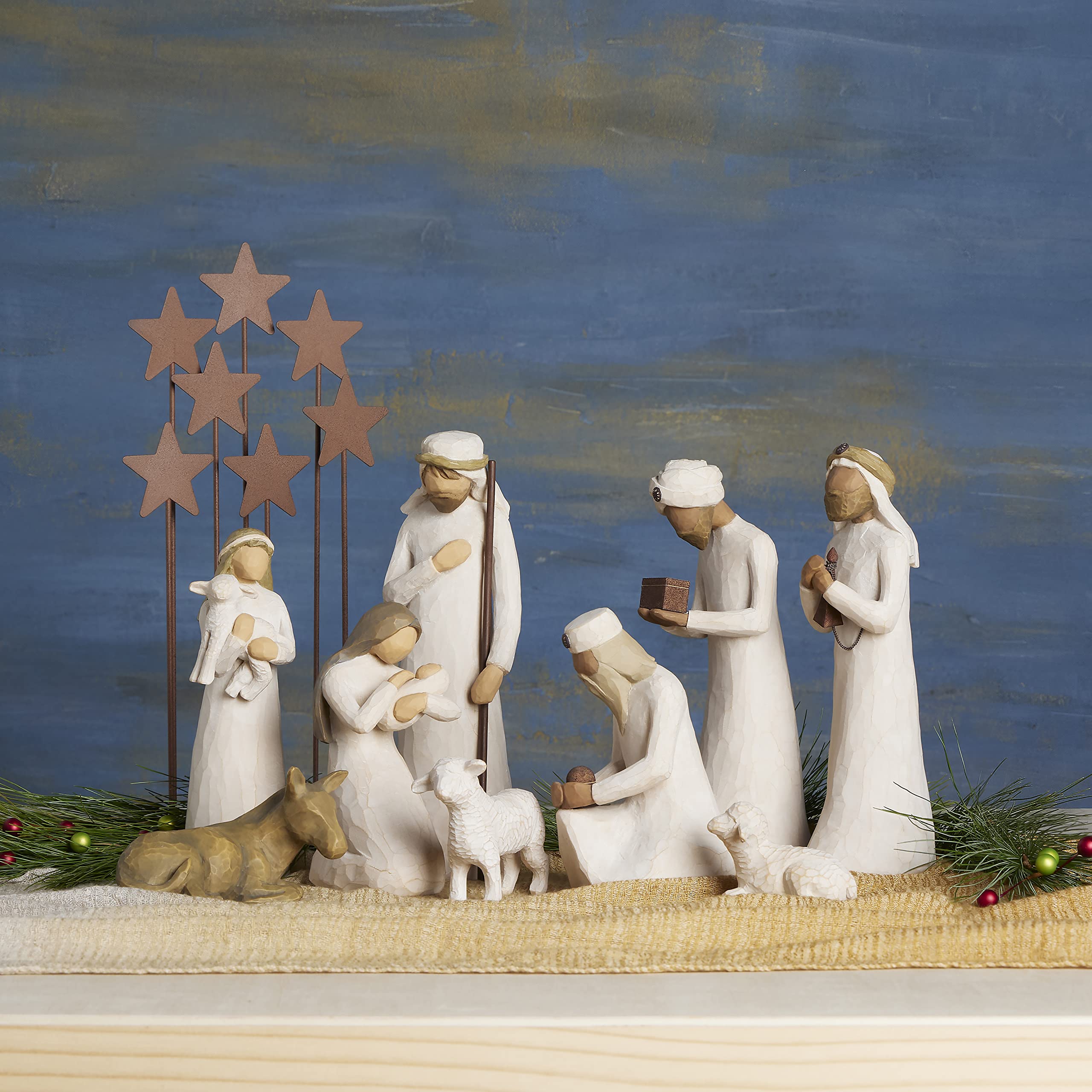 Willow Tree Nativity Starter Figures with The Three Wisemen Plus Metal Stars, 10-Piece Set - Image 7