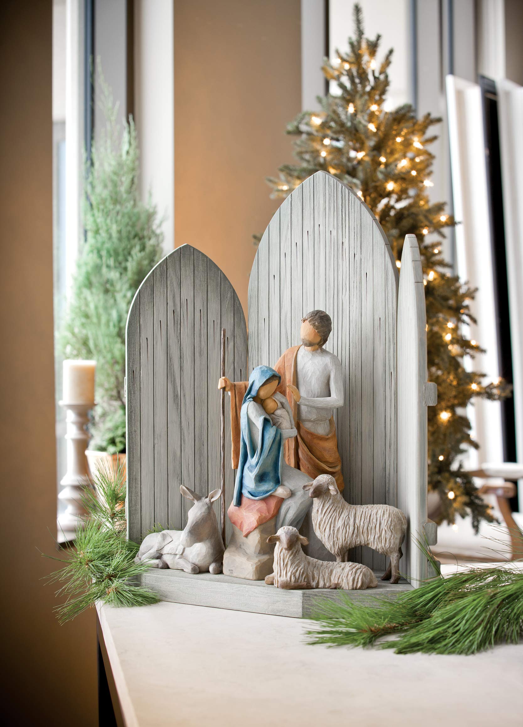 Willow Tree Sanctuary for The Christmas Story, Hand-Painted Nativity Backdrop - Image 4