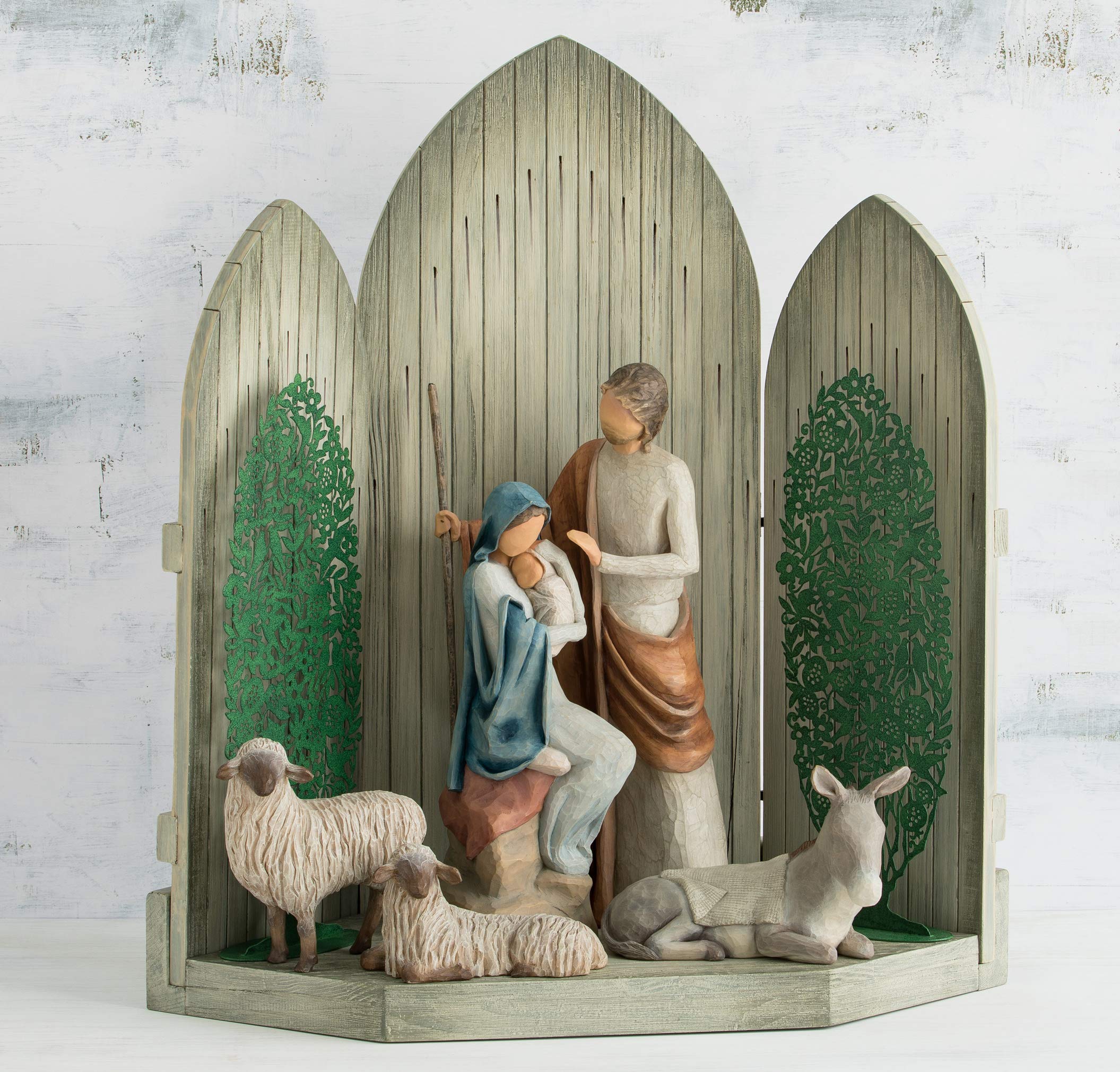 Willow Tree Sanctuary for The Christmas Story, Hand-Painted Nativity Backdrop - Image 8