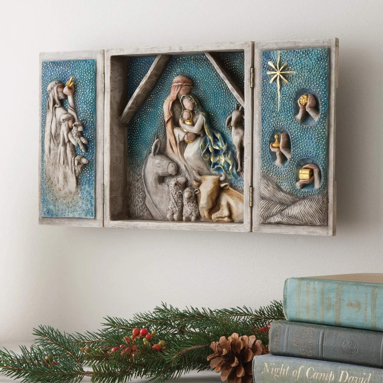 Willow Tree Starry Night Nativity, Sculpted Hand-Painted Nativity Triptych - Image 3