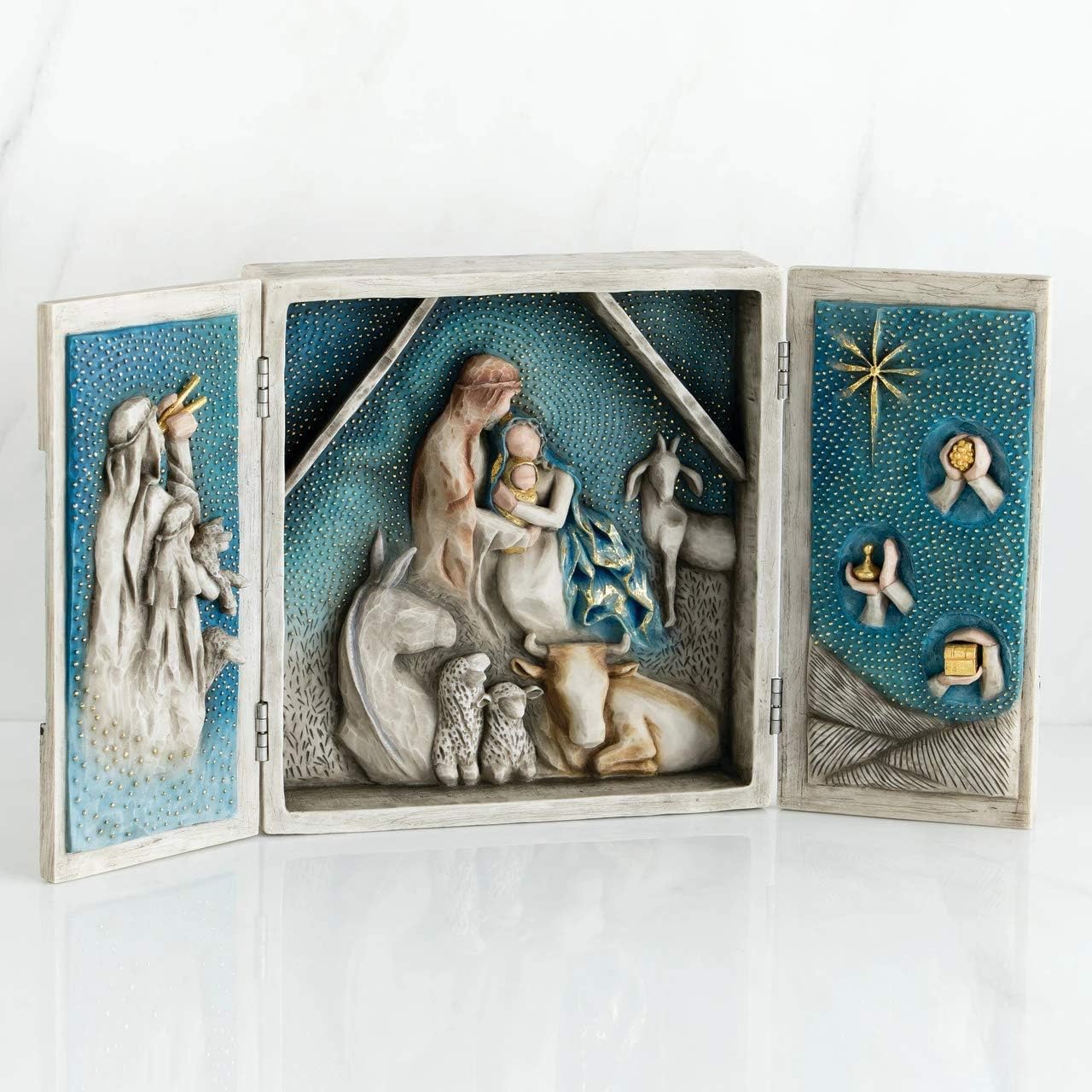 Willow Tree Starry Night Nativity, Sculpted Hand-Painted Nativity Triptych - Image 4