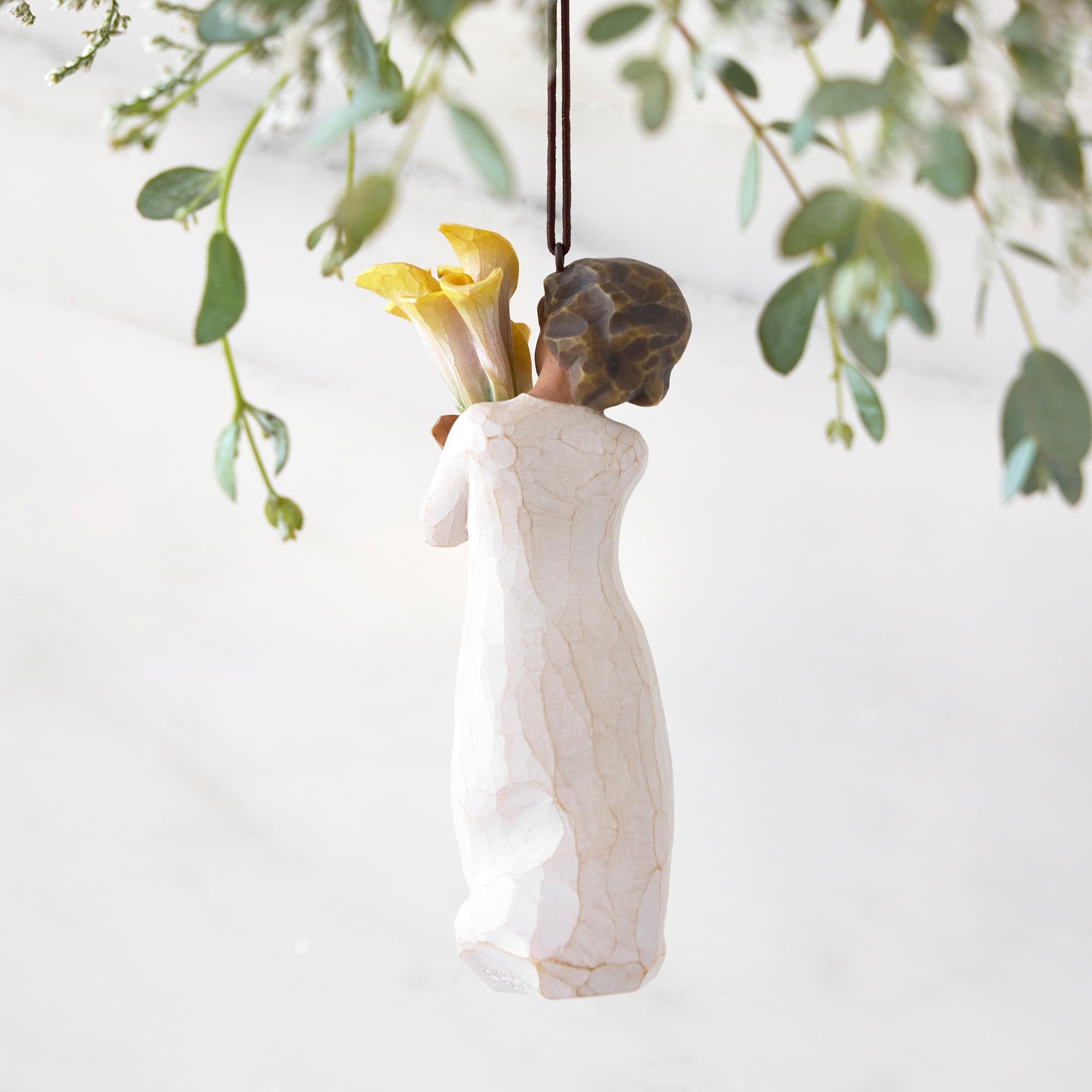 Willow Tree with Gratitude Ornament, Filled with The Golden Light, A Thank You, Bouquet of Yellow Calla Lilies, Daily Gratitude, for Flower Lovers, Sculpted Hand-Painted Darker-Skin Figure - Image 3