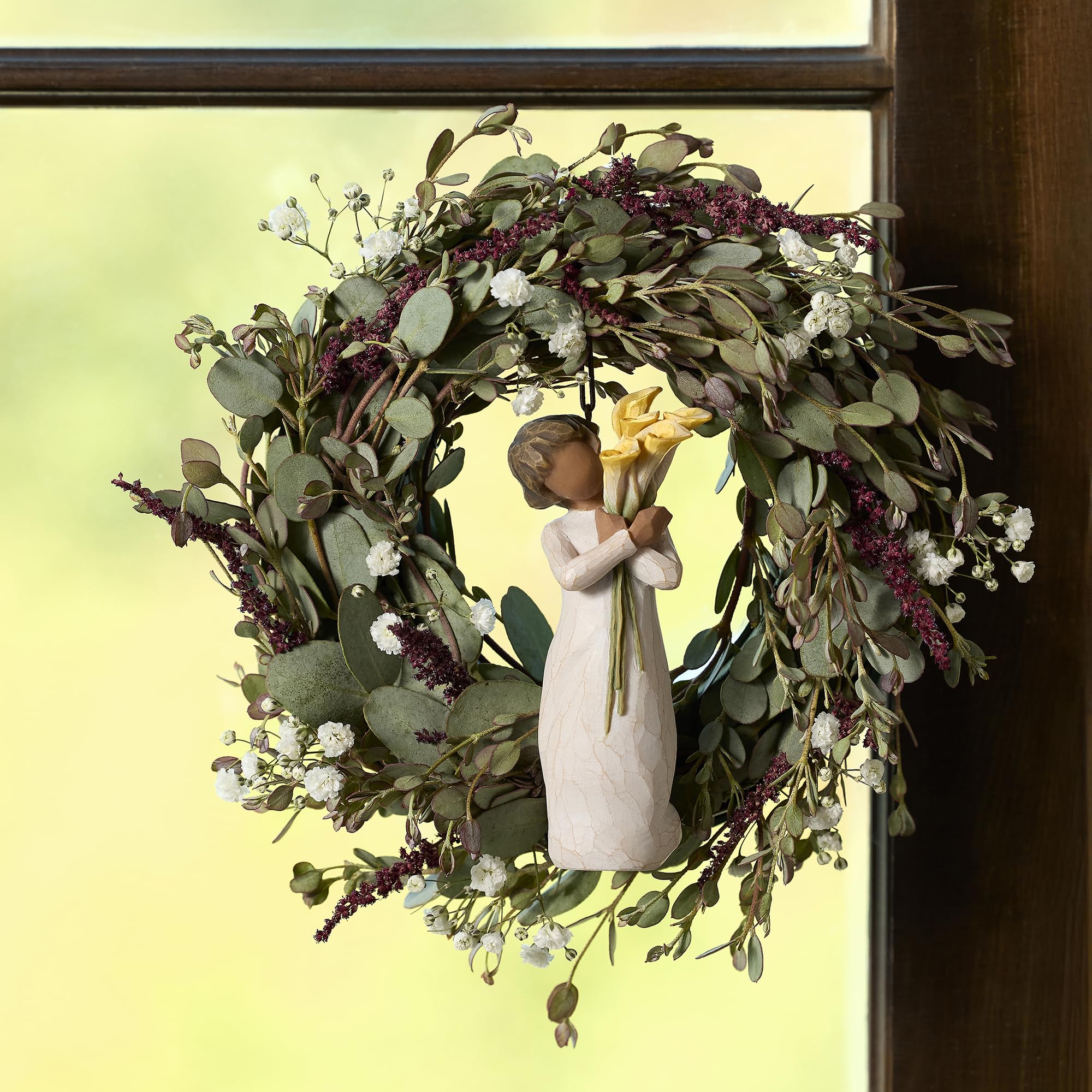 Willow Tree with Gratitude Ornament, Filled with The Golden Light, A Thank You, Bouquet of Yellow Calla Lilies, Daily Gratitude, for Flower Lovers, Sculpted Hand-Painted Darker-Skin Figure - Image 5