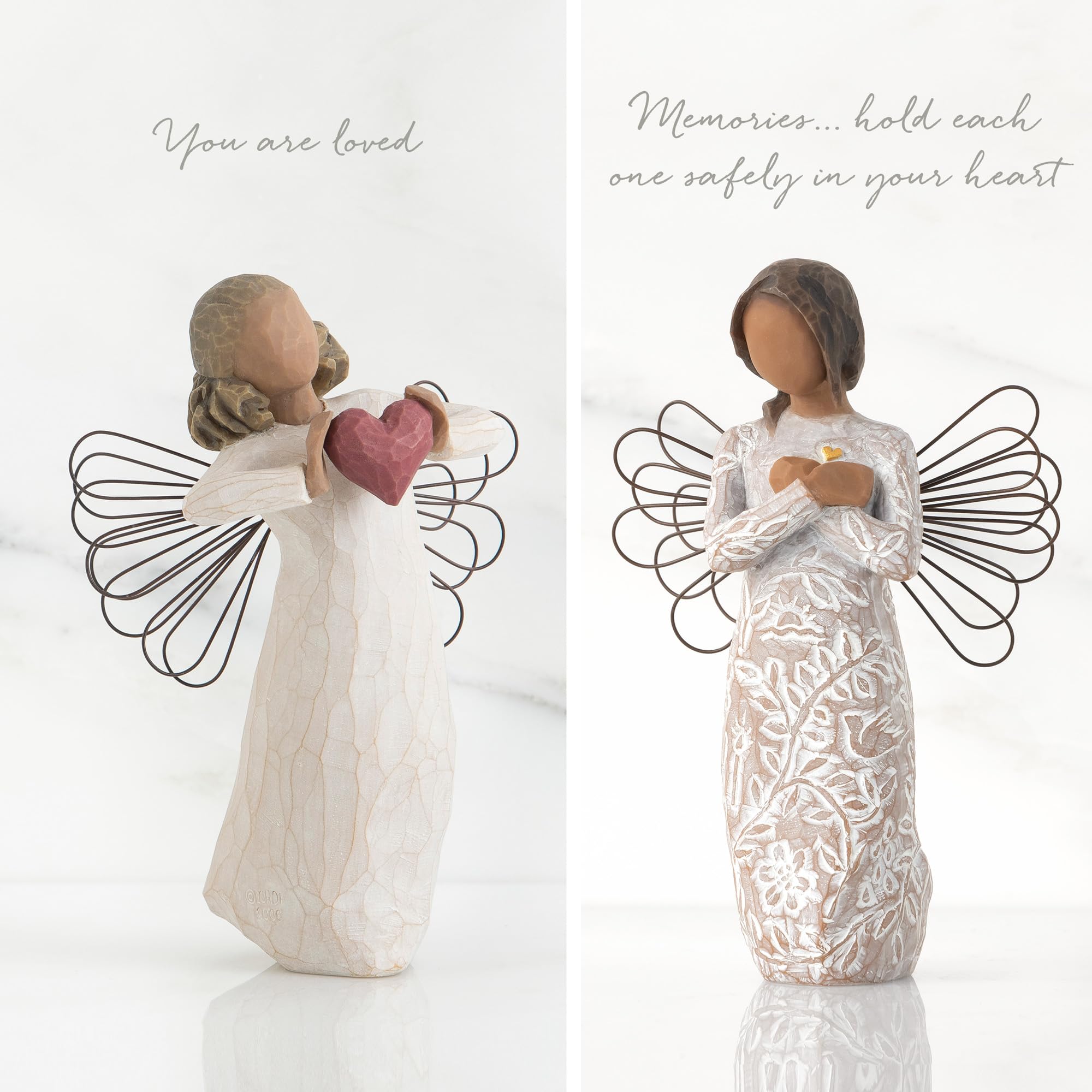Willow Tree with Love Angel Figure Plus Remembrance (Darker Skin) Angel Figure, Sculpted Hand-Painted 2 Piece Set - Image 3