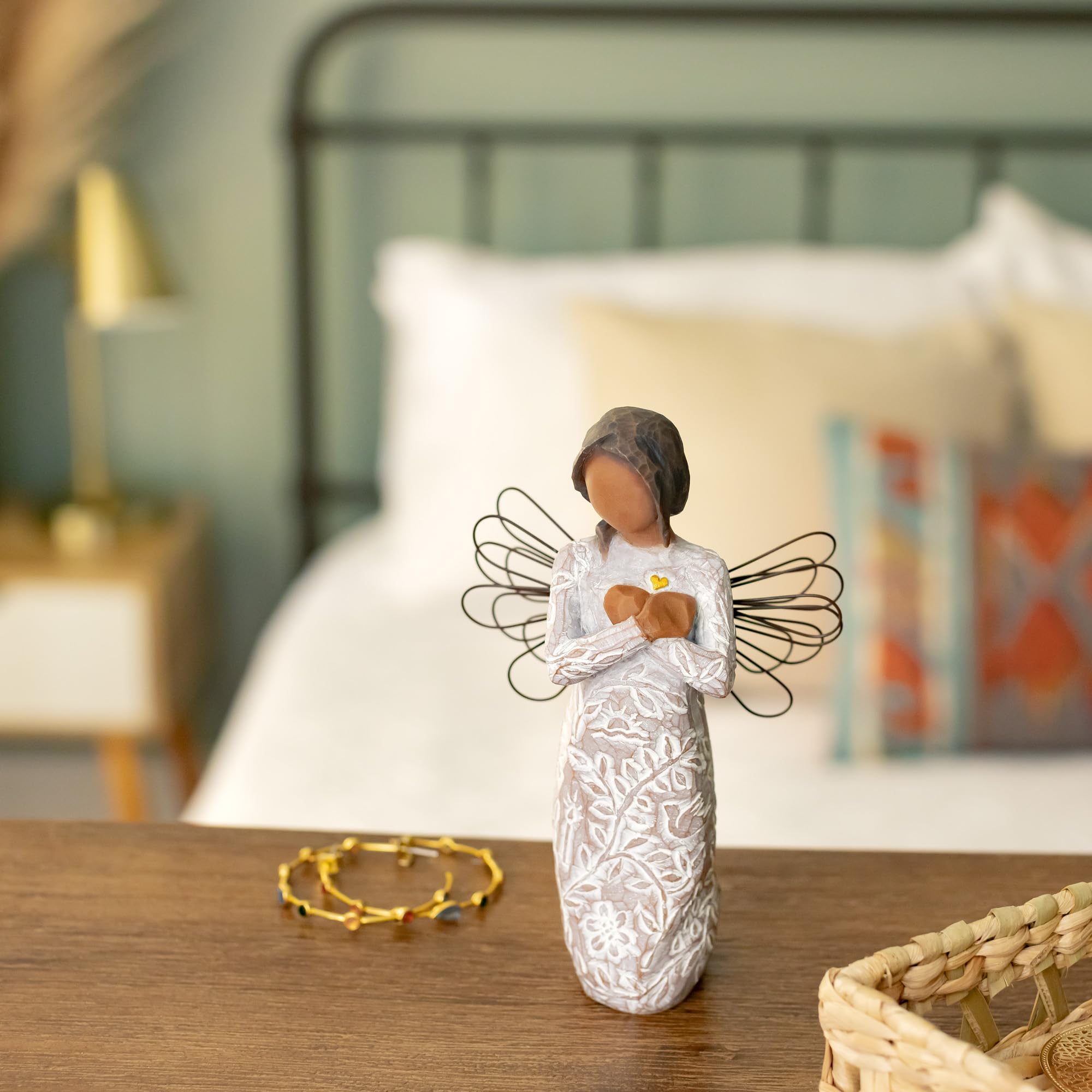 Willow Tree with Love Angel Figure Plus Remembrance (Darker Skin) Angel Figure, Sculpted Hand-Painted 2 Piece Set - Image 4